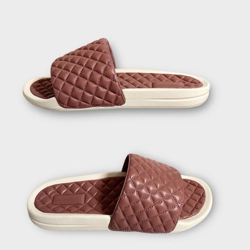 APL Slides Women's 11 Men's 9 Leather Lusso Mauve Beachwood/Pristine Sandals New